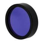 Blue filter with black frame on a white background