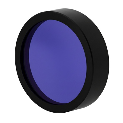 Blue filter with black frame on a white background