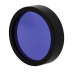 Blue filter with black rim on a white background