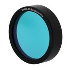 Teal bandpass filter with black rim on a white background