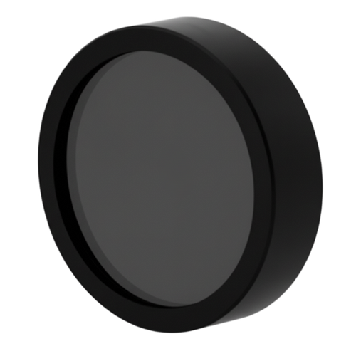 Black circular object on a white background