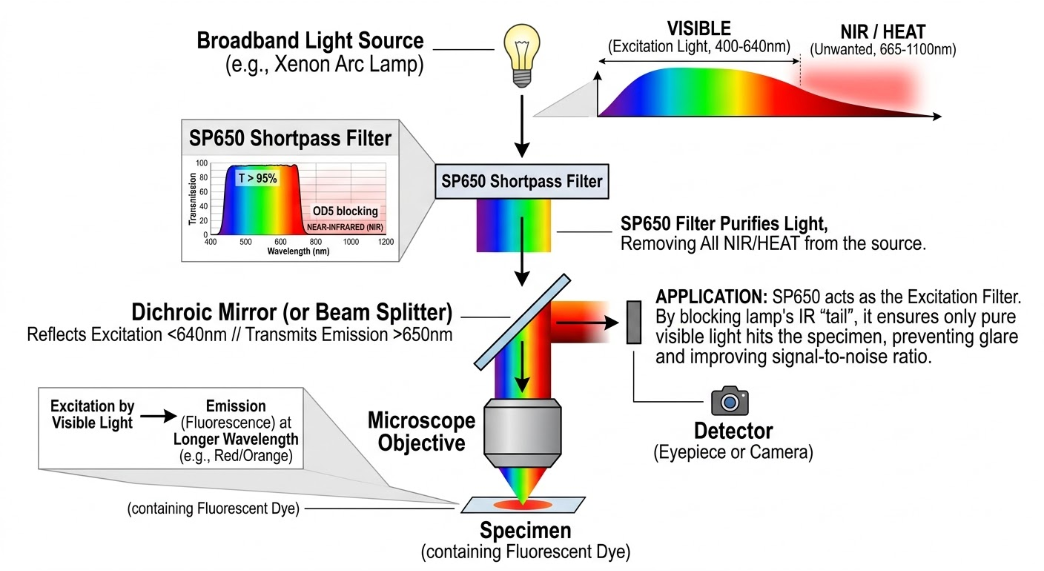 SP650 Shortpass Filter - Fluorescence Microscopy