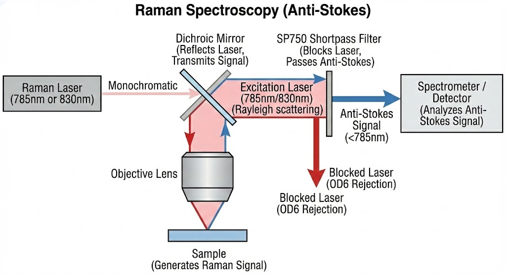 SP750 Shortpass Filter - Raman Spectroscopy (Anti-Stokes)