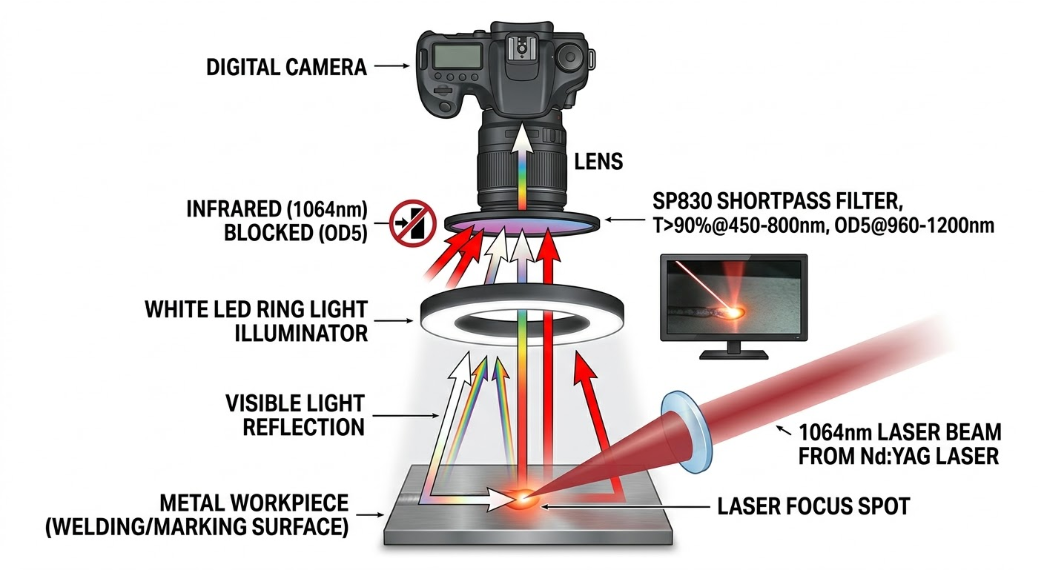 SP830 Shortpass Filter - Industrial Laser Welding/Marking Inspection