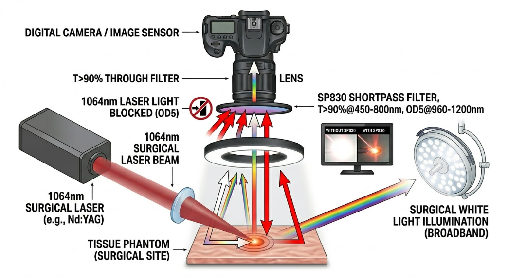 SP830 Shortpass Filter - Medical Laser Surgery Observation