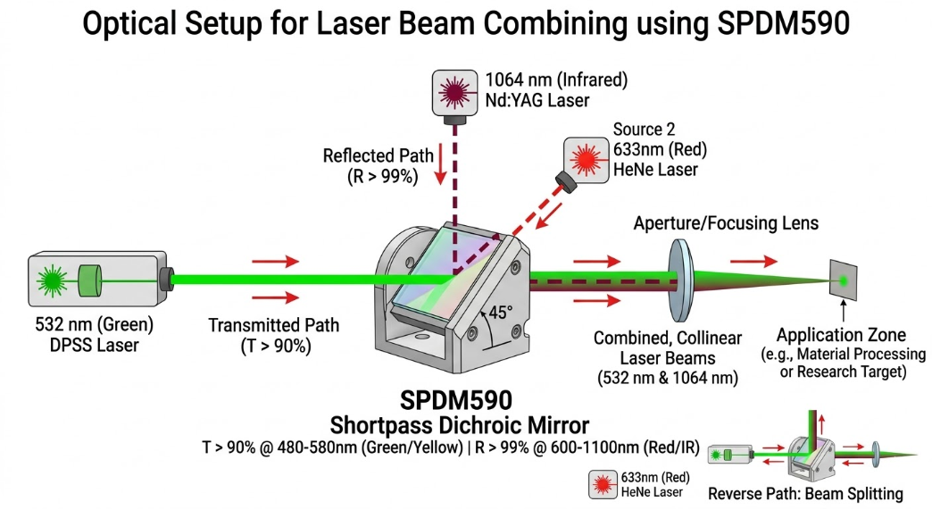 SPDM590 Shortpass Dichroic Mirror - Laser Beam Combining or Splitting